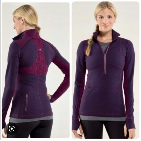 lululemon athletica Jackets & Blazers - Lululemon"Purple Stripe Star Runner 1/2 Zip Pullover- Size None-Good Condition